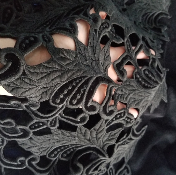 Alice + Olivia Embroidered Lace Velour Dress Size 4 Black - Picture 7 of 10
